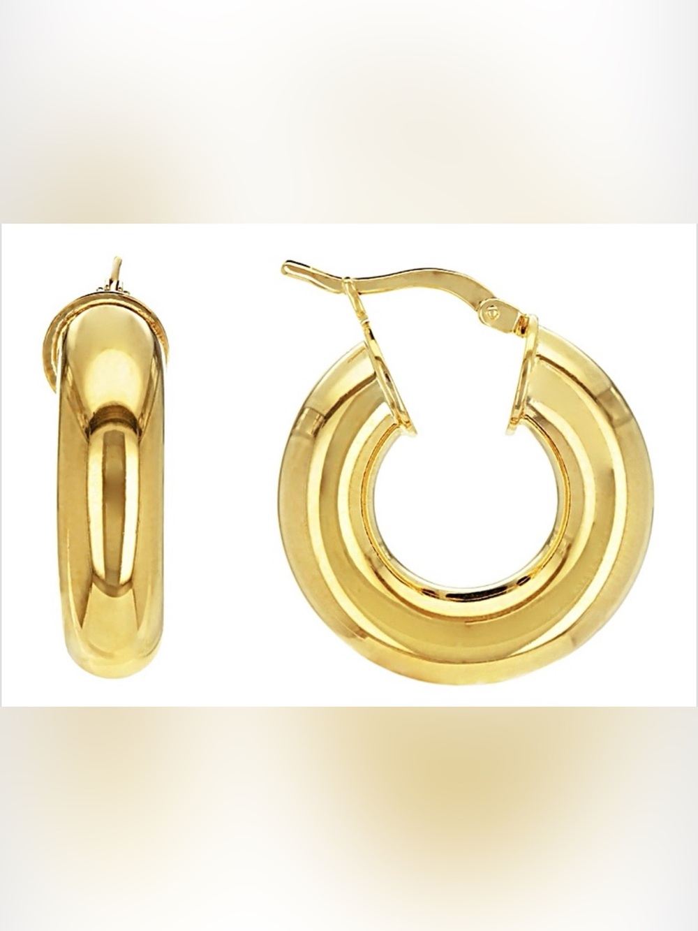 18k Yellow Gold Over Bronze Tube Hoop Earrings
